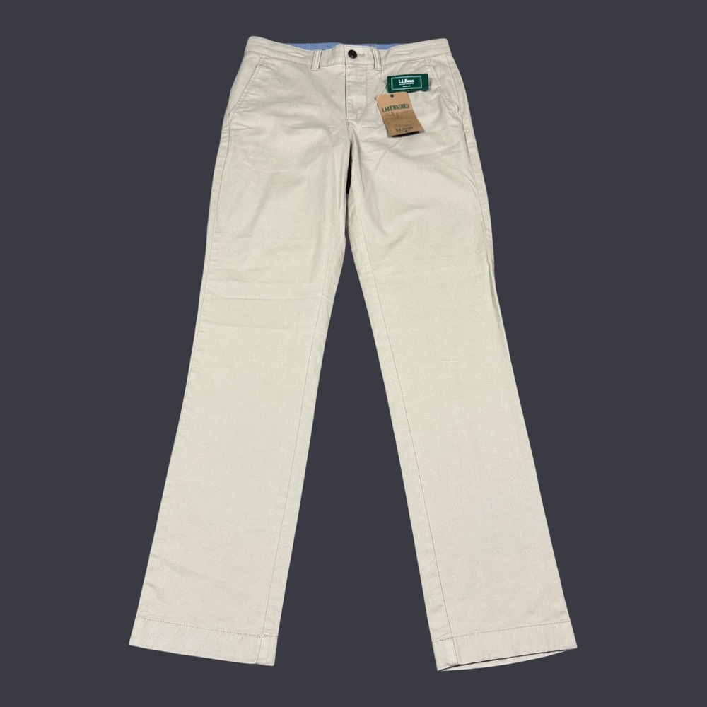 NWT L.L. Bean Lakewashed Tan Straight Leg Pants Men's 30x32 (Fits 31x33)